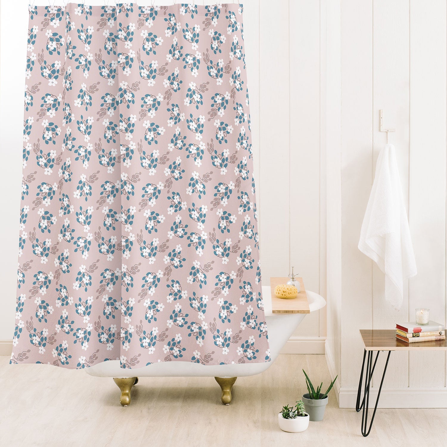 Mirimo Tiny White Flowers Shower Curtain