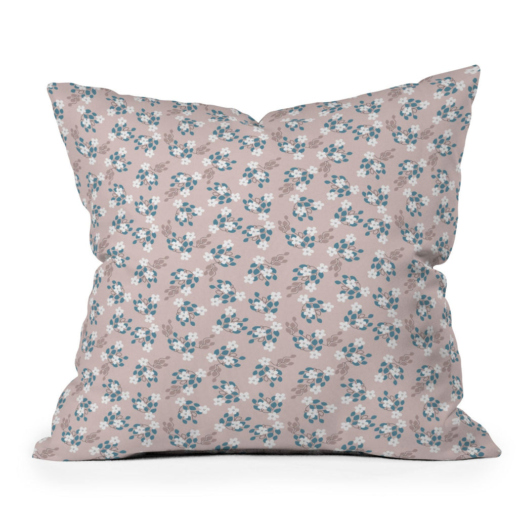 Mirimo Tiny White Flowers Outdoor Throw Pillow
