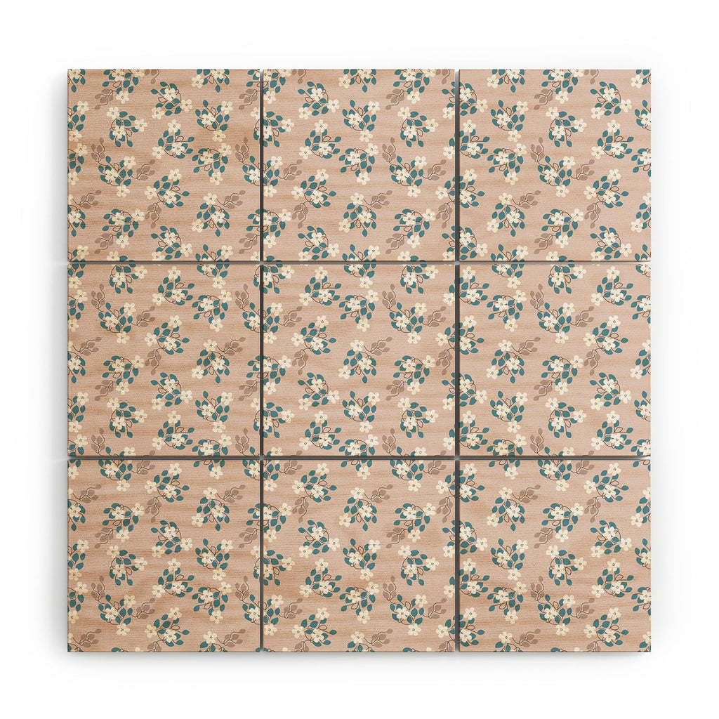 Mirimo Tiny White Flowers Wood Wall Mural
