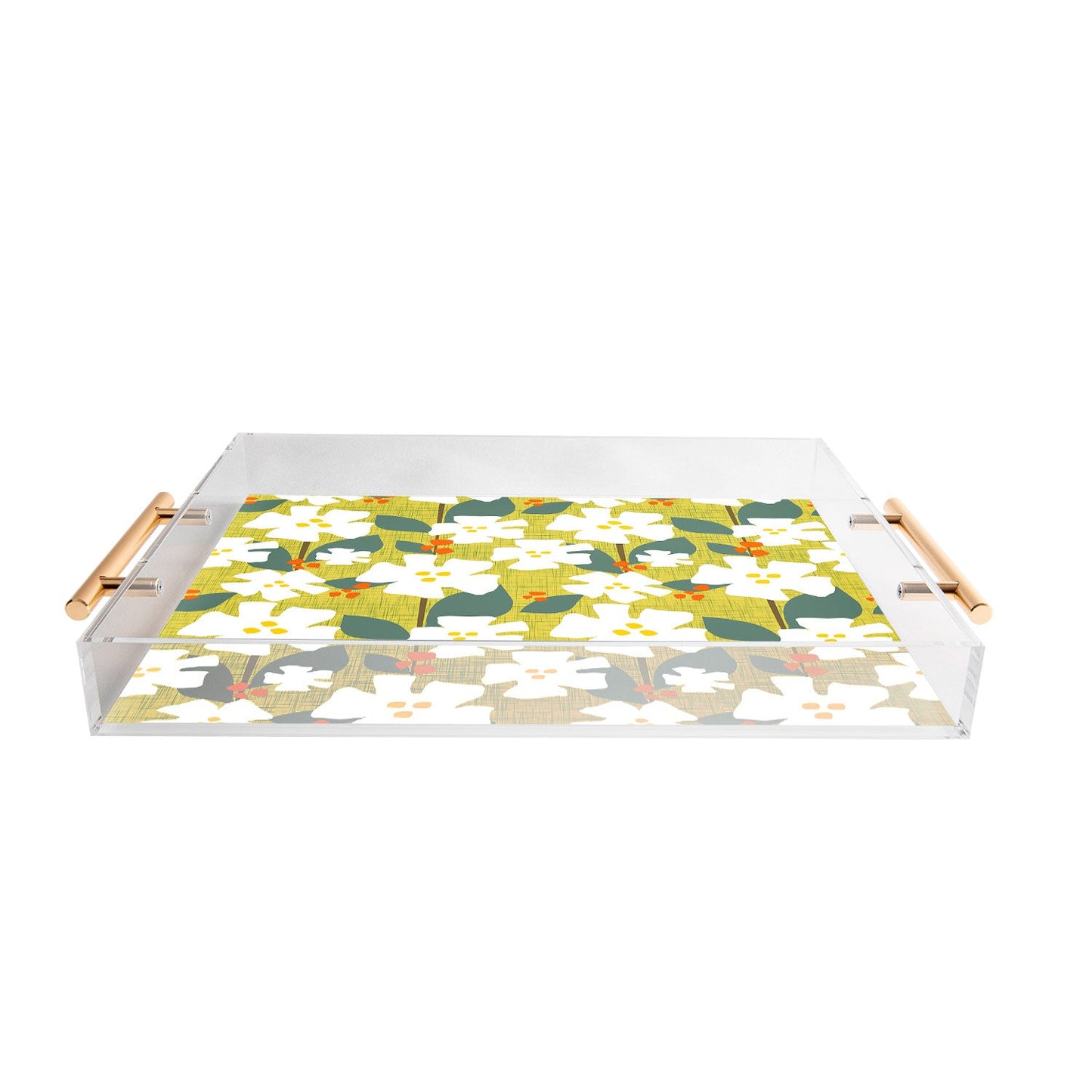 Mirimo White flowers and red berries Acrylic Tray