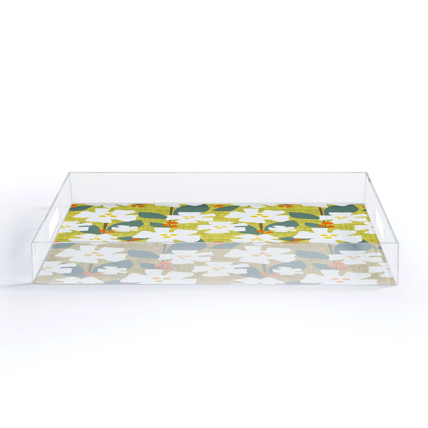 Mirimo White flowers and red berries Acrylic Tray