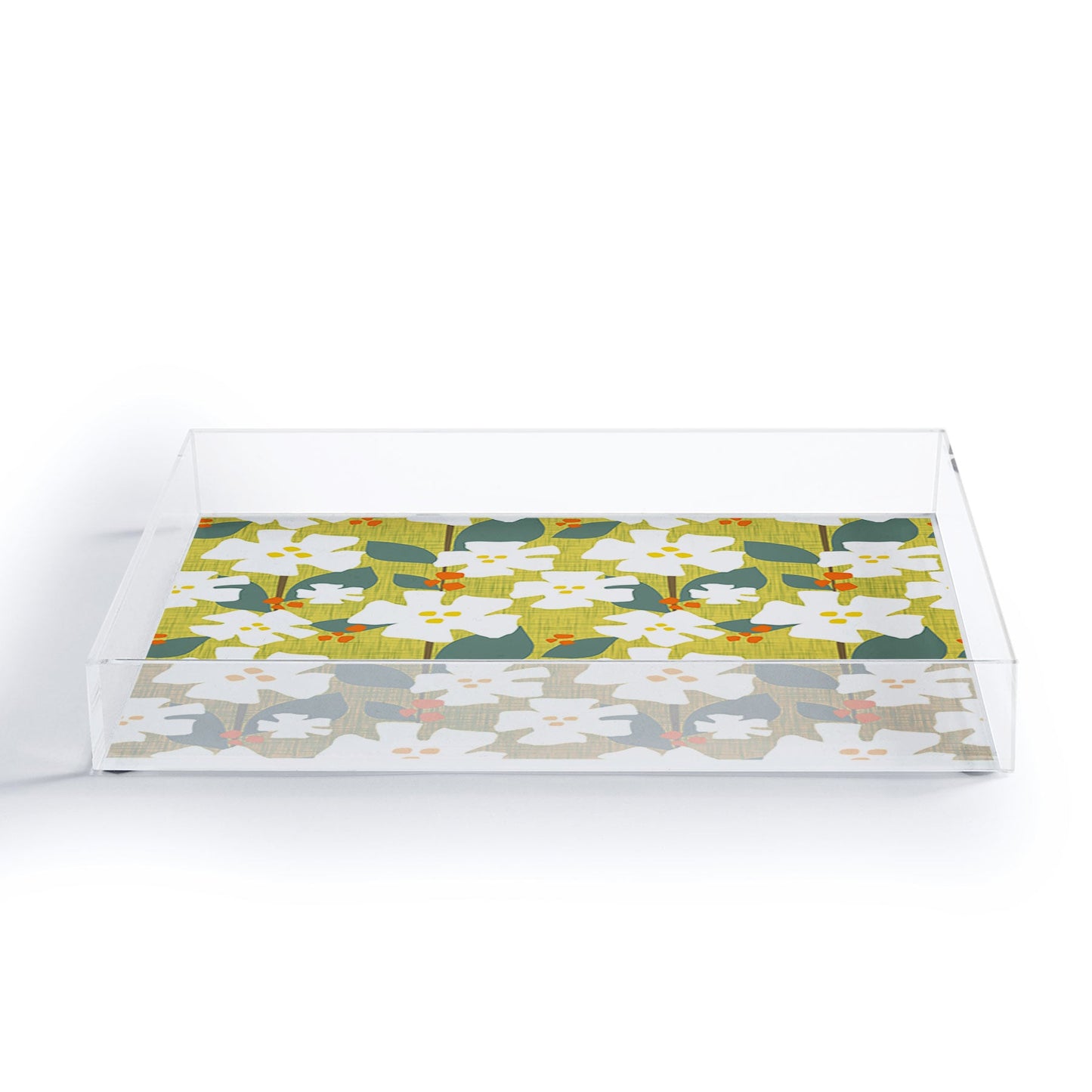 Mirimo White flowers and red berries Acrylic Tray
