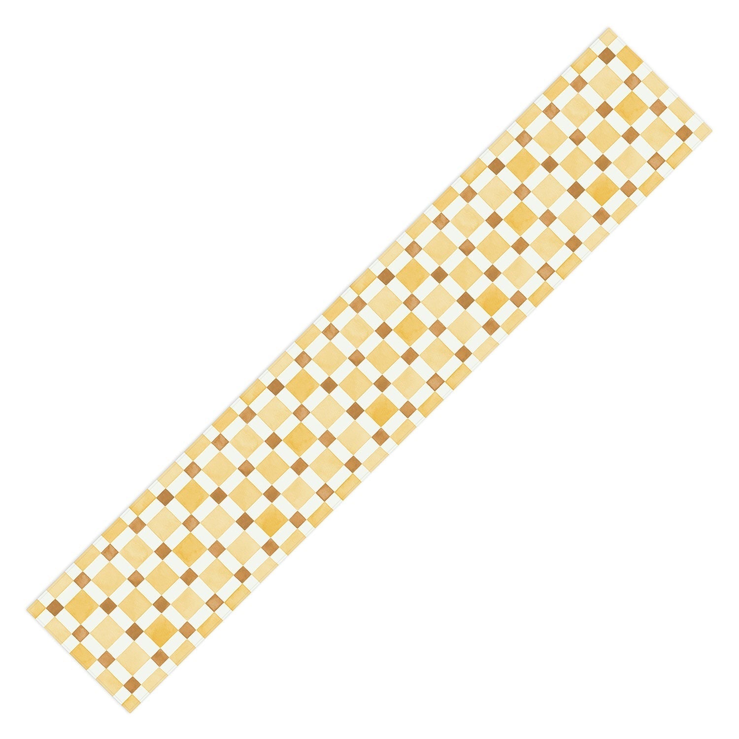 Ninola Design Everyday Artifact Checker Mosaic Tiles Geometry Yellow Table Runner