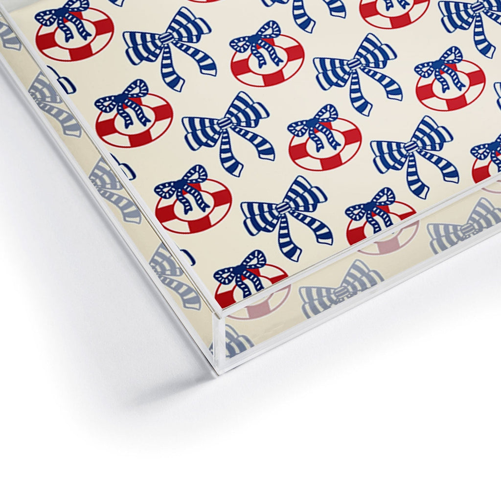 Design by Spark Nautical Christmas Bows Acrylic Tray