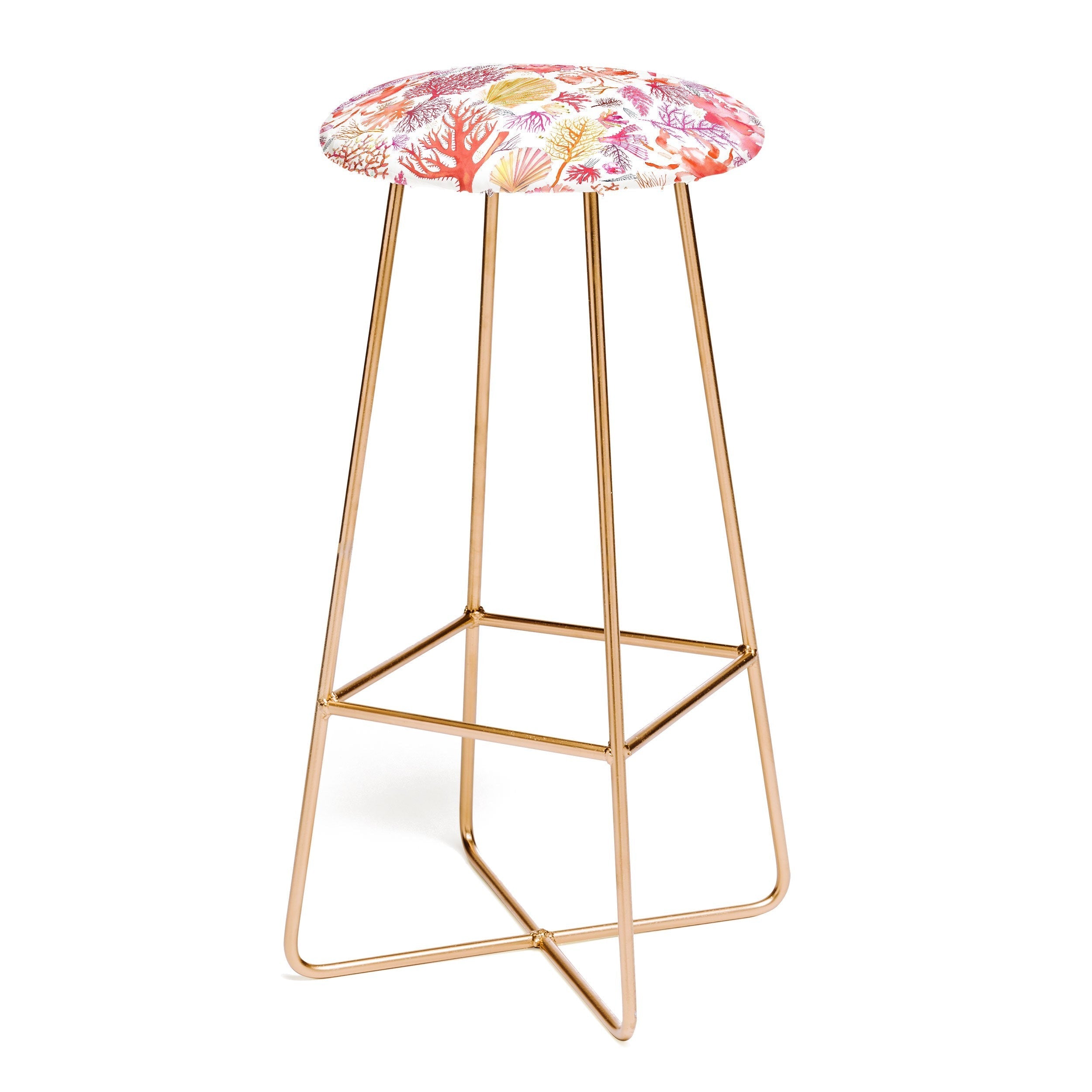 Ninola Design Botanic Retreat Coral Reef Crab Lobster Red Bar Stool