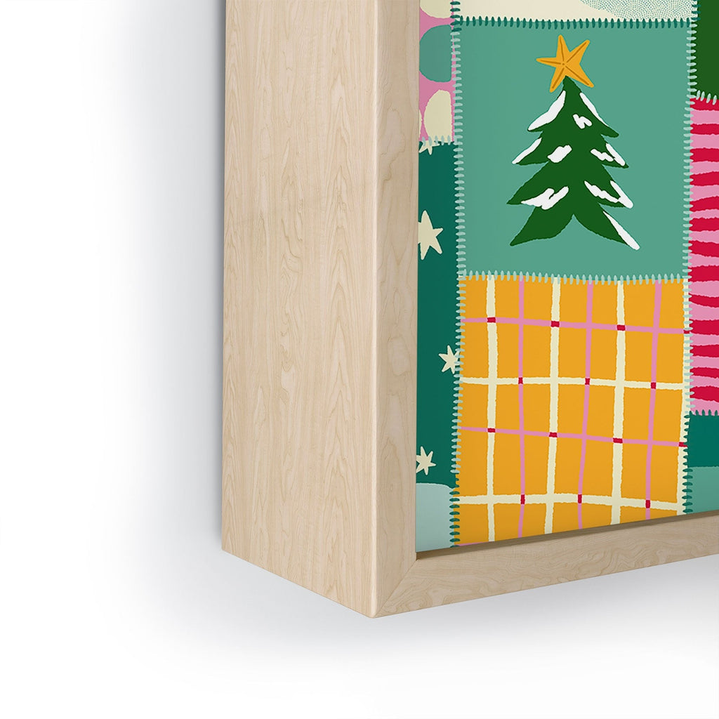 LouBruzzoni Cozy Christmas Patchwork Framed Mini Art Print