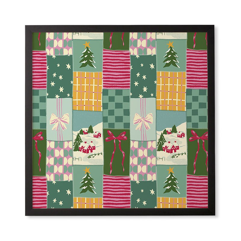 LouBruzzoni Cozy Christmas Patchwork Framed Wall Art