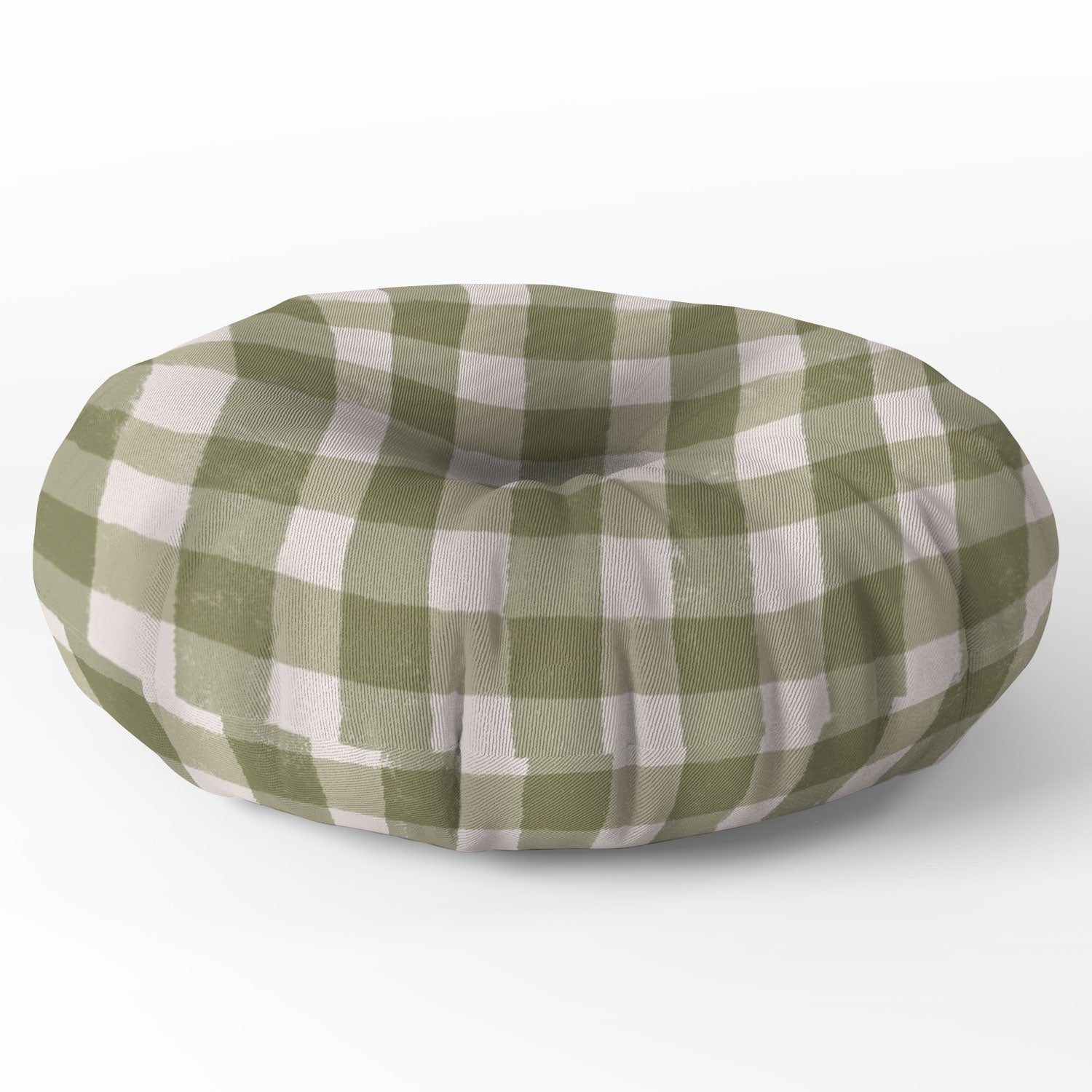 Menina Lisboa Rustic Green Plaid Floor Pillow Round