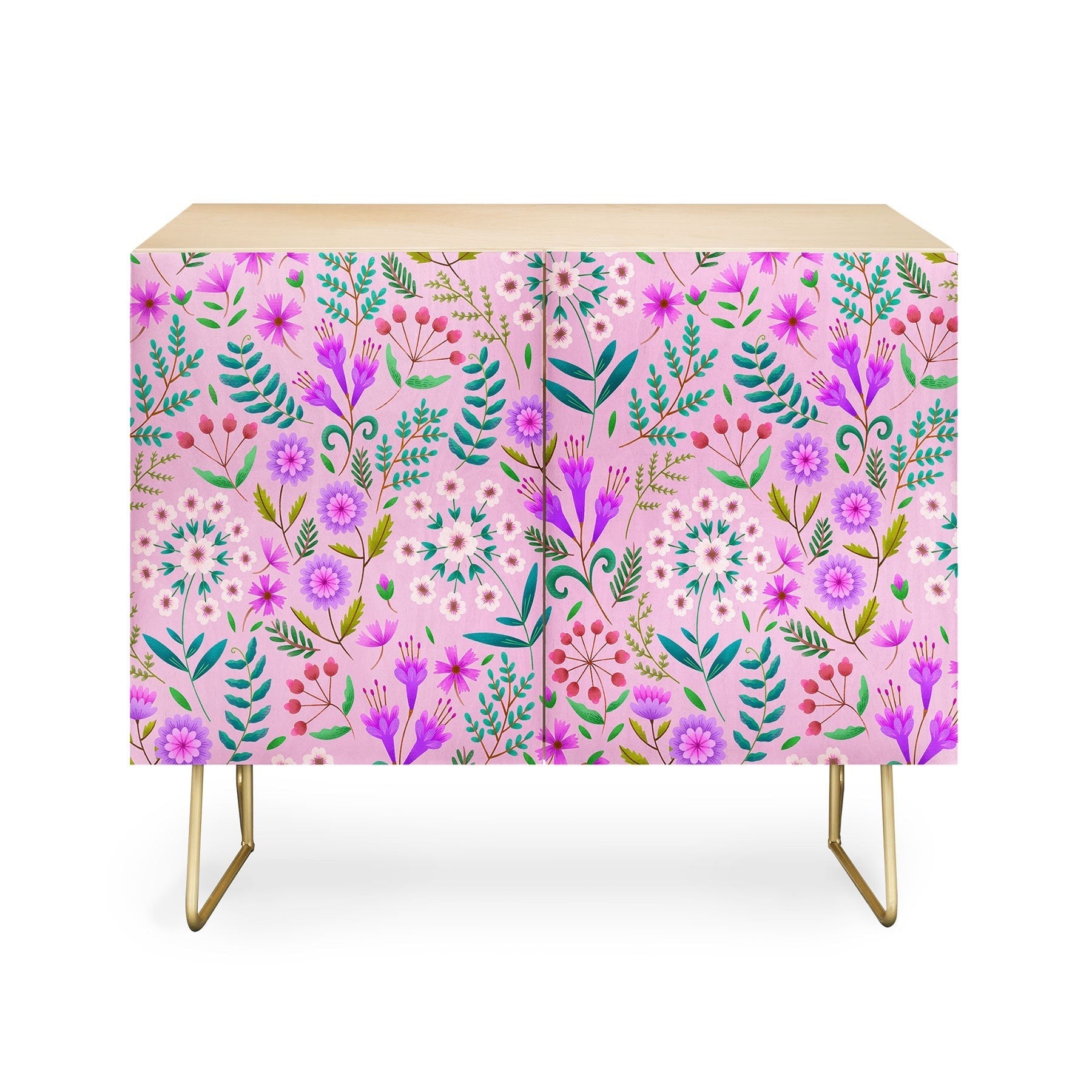 Pimlada Phuapradit Ditsy Purple Floral Half Drop Credenza