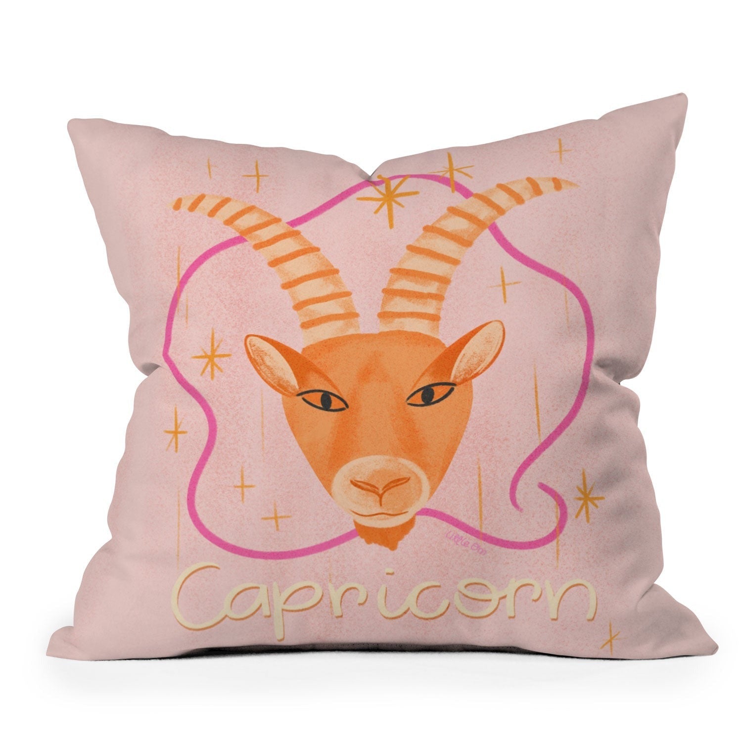 Little Om Zodiac Sign Capricorn Outdoor Throw Pillow