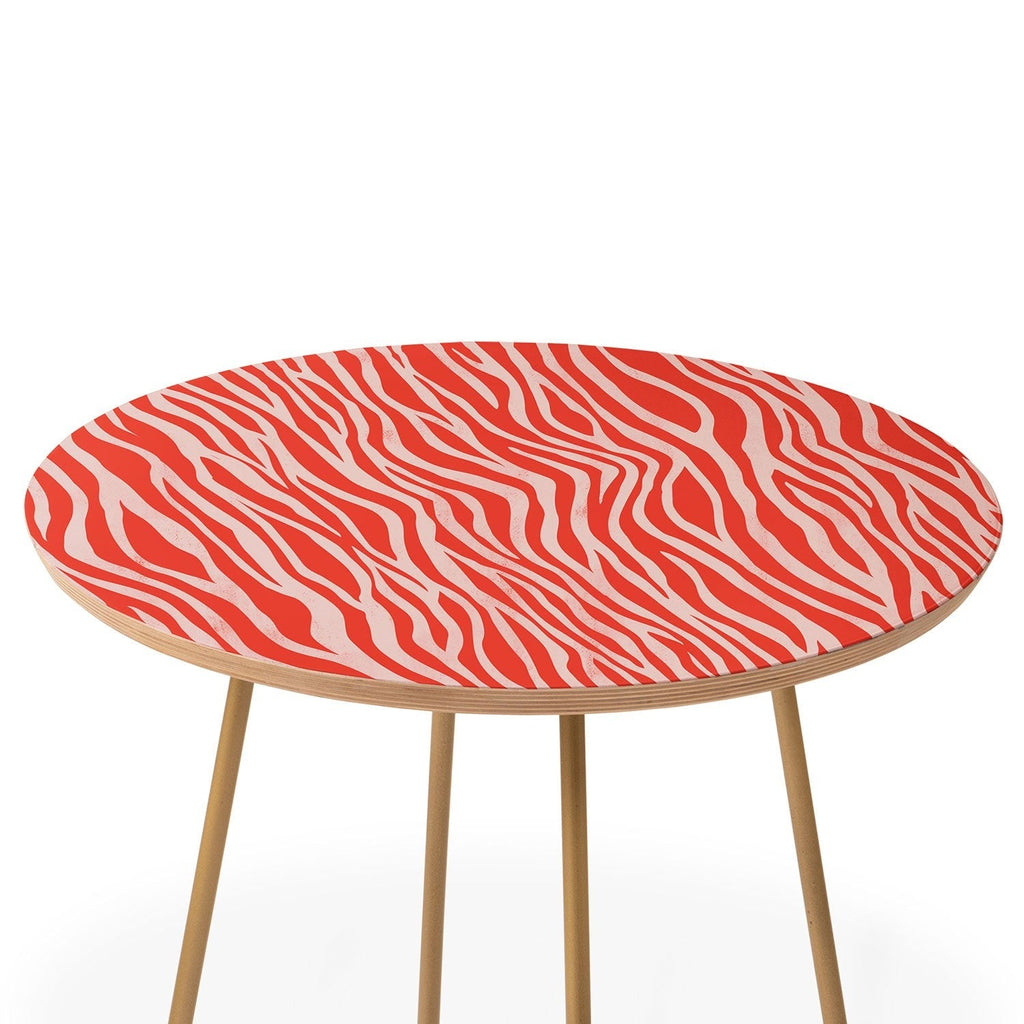 Avenie BR Red Zebra Stripe Round Side Table