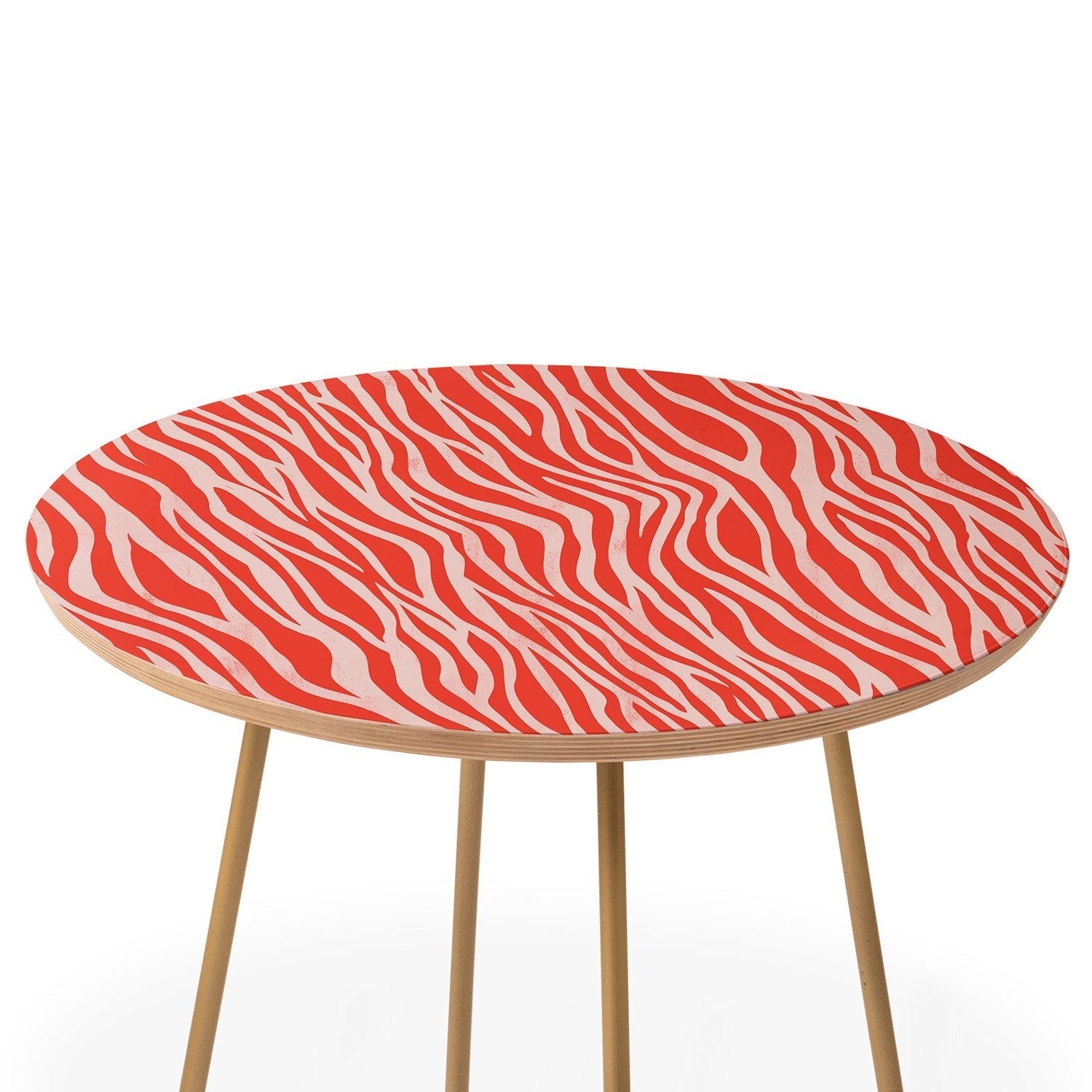 Avenie BR Red Zebra Stripe Round Side Table