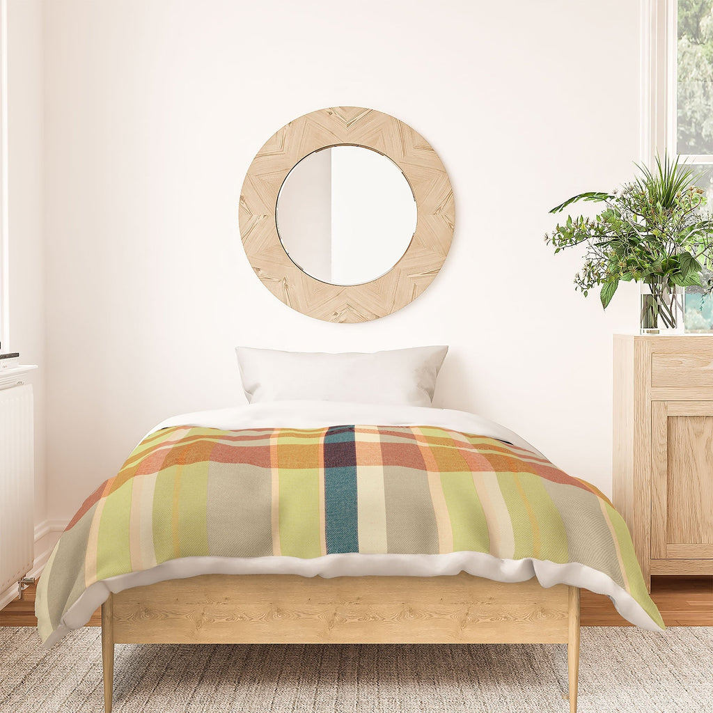 Marta Barragan Camarasa Retro Picnic Plaid Warm Tones Duvet Cover