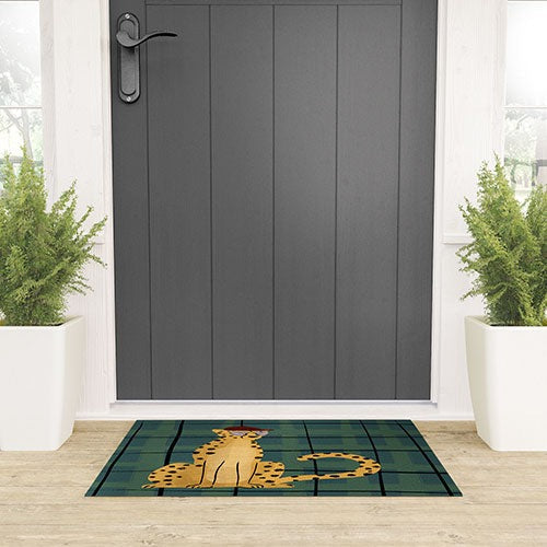 Design by Spark Cheetah Cool Cat Welcome Mat