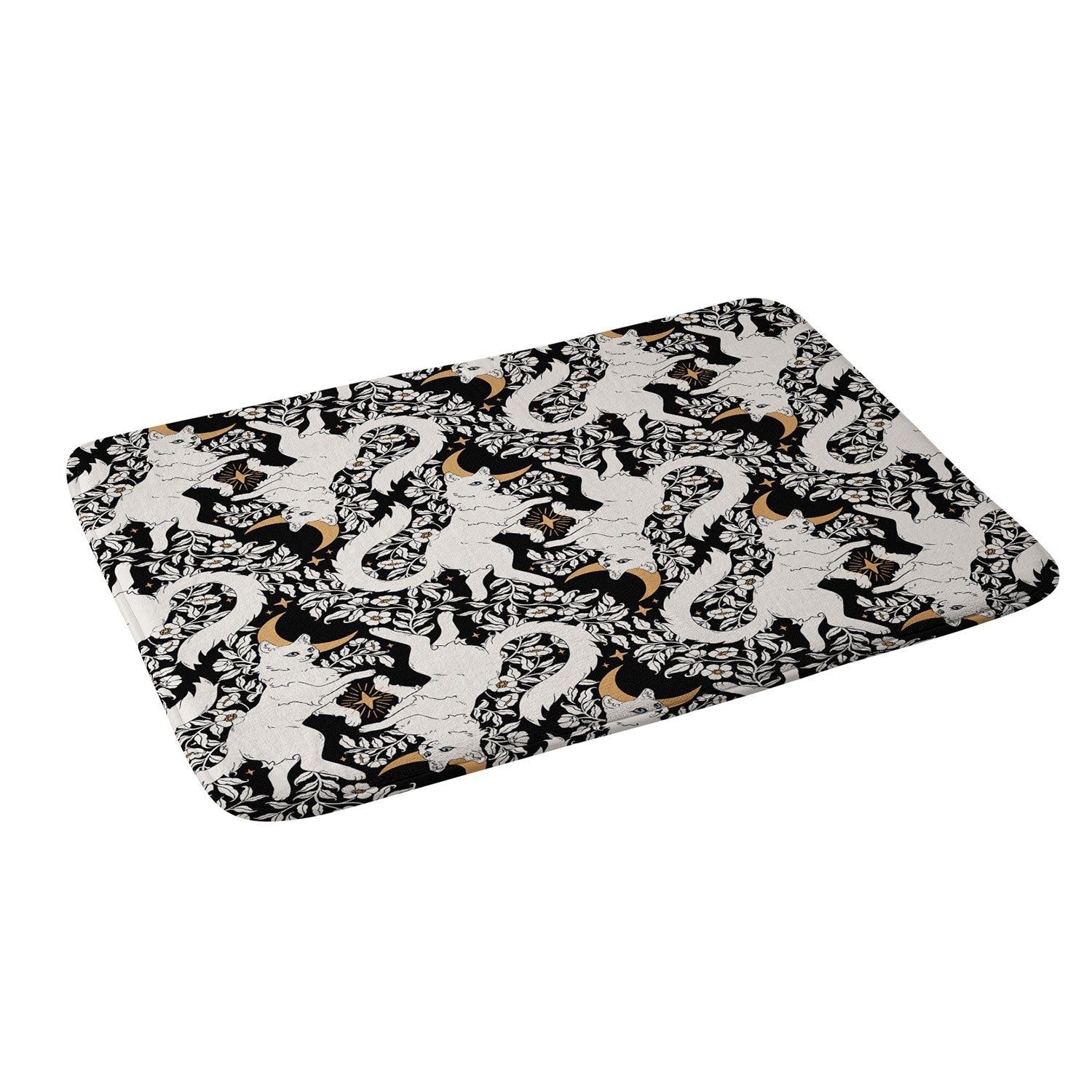 Avenie Celestial Cats Gold Memory Foam Bath Mat