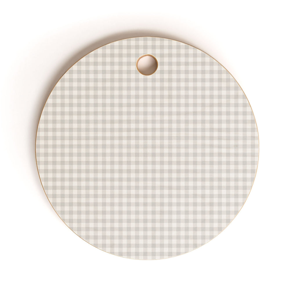 Colour Poems Gingham Plaid Pattern Cloud White Cutting Board Round