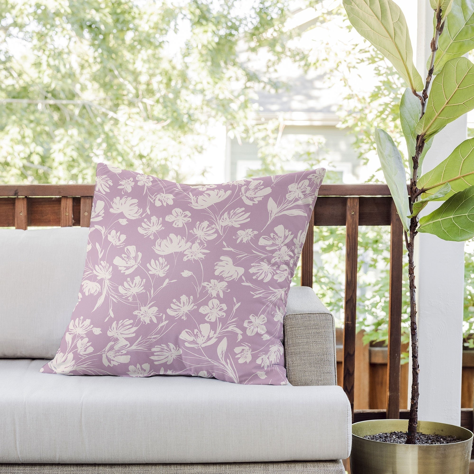 Gabriela Fuente Martine Lilac Outdoor Throw Pillow