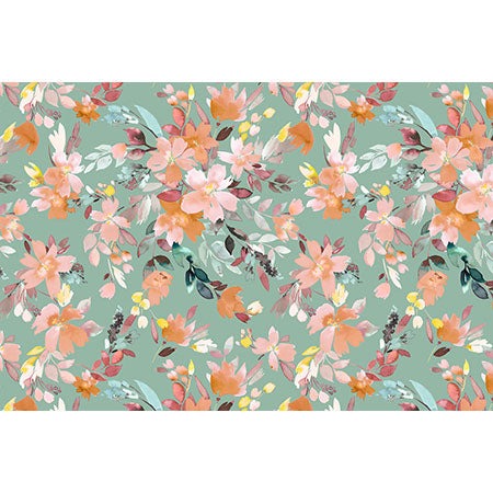Ninola Design Botanic Retreat Floral Oleander Whimsical Teal Green Wall Mural