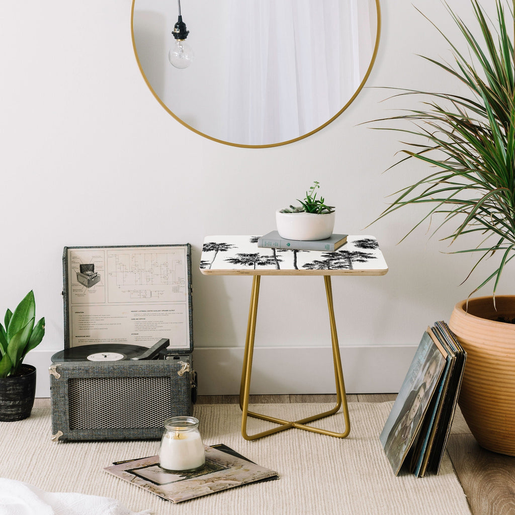 Gal Design Black And White Palms Side Table