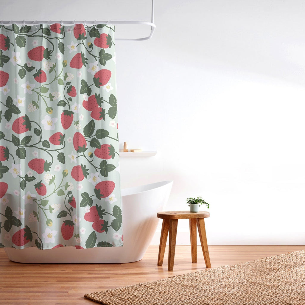 Design by Spark Strawberry Florals Fields Shower Curtain