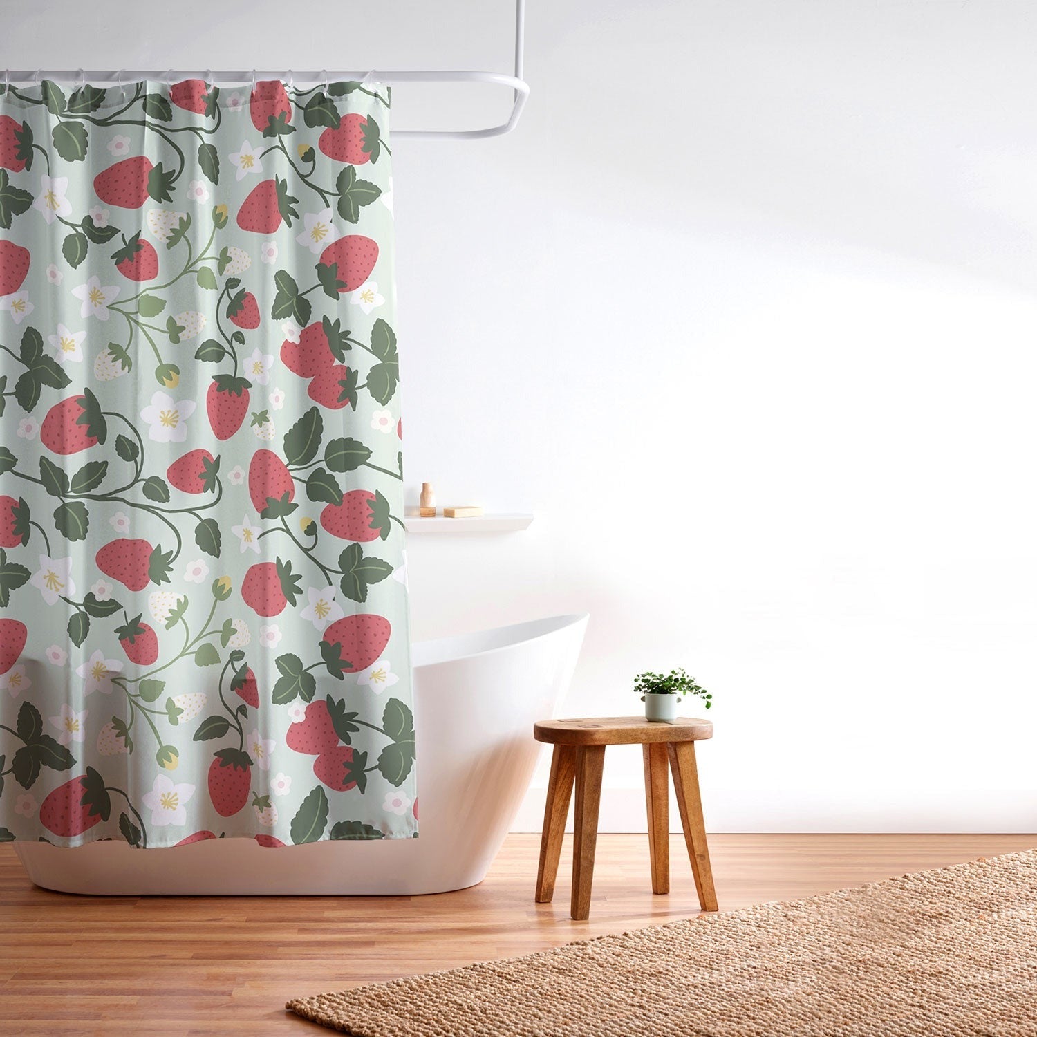 Design by Spark Strawberry Florals Fields Shower Curtain