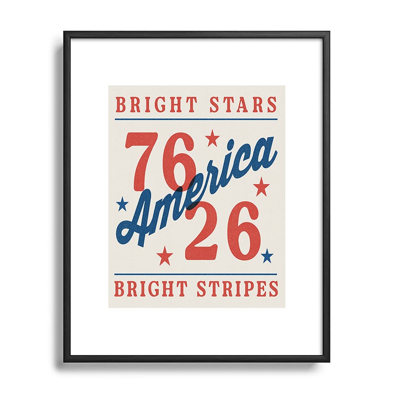DENY Designs Bright Stars Bright Stripes Metal Framed Art Print
