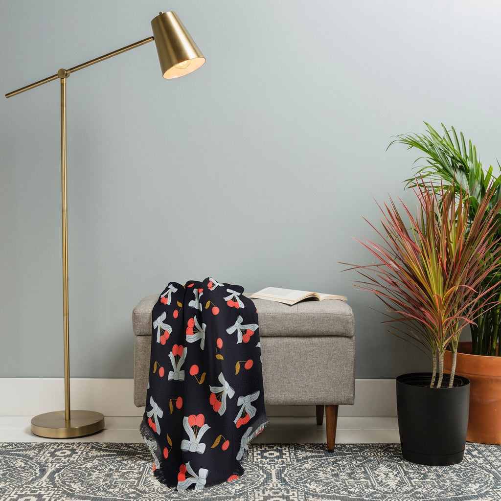 Jennifer Labre Cherries and Bows Throw Blanket