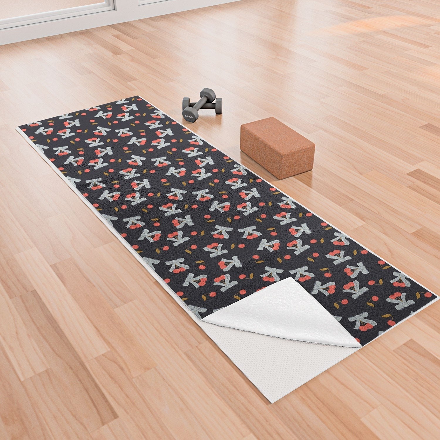 Jennifer Labre Cherries and Bows Yoga Towel