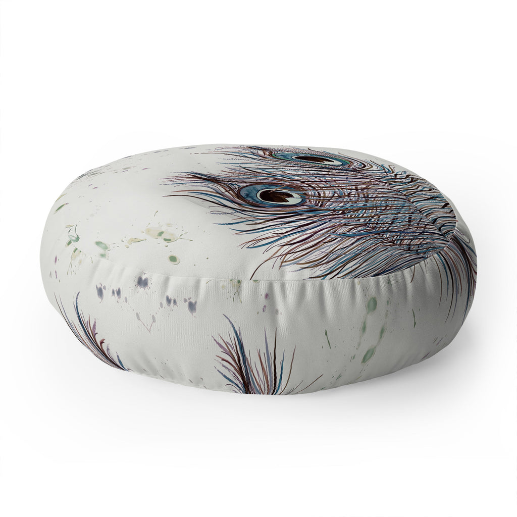 Monika Strigel Boho Peacock Feathers Floor Pillow Round