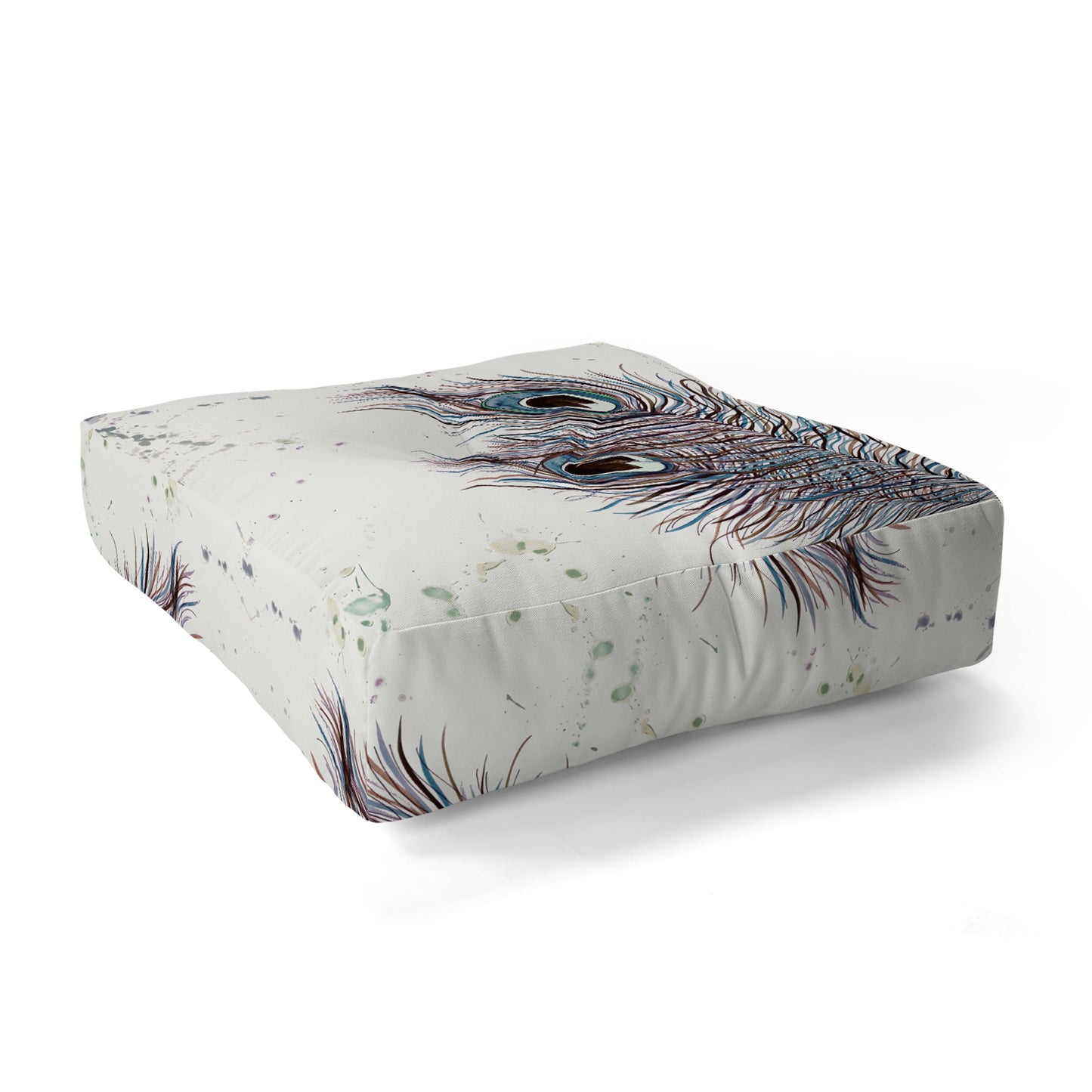 Monika Strigel Boho Peacock Feathers Floor Pillow Square