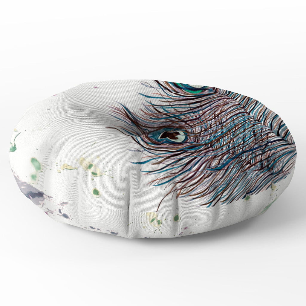 Monika Strigel Boho Peacock Feathers Floor Pillow Round
