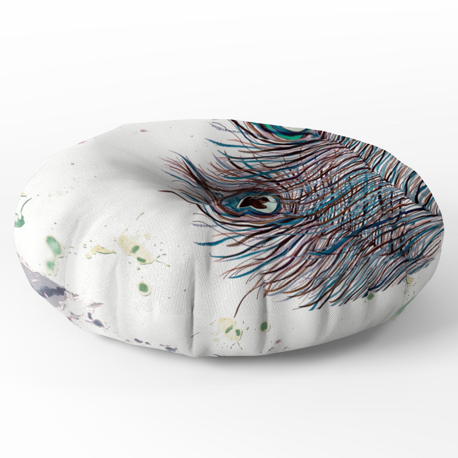 Monika Strigel Boho Peacock Feathers Floor Pillow Round