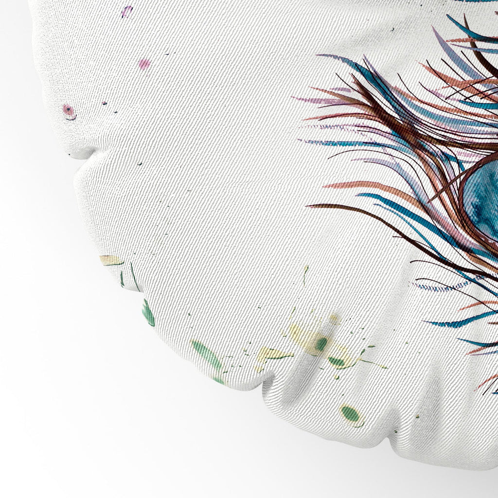 Monika Strigel Boho Peacock Feathers Floor Pillow Round