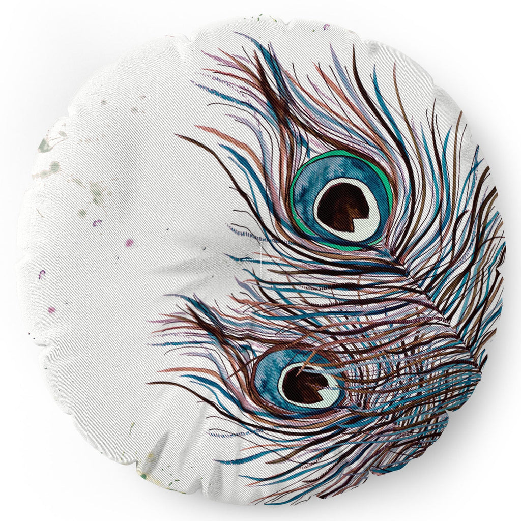 Monika Strigel Boho Peacock Feathers Floor Pillow Round