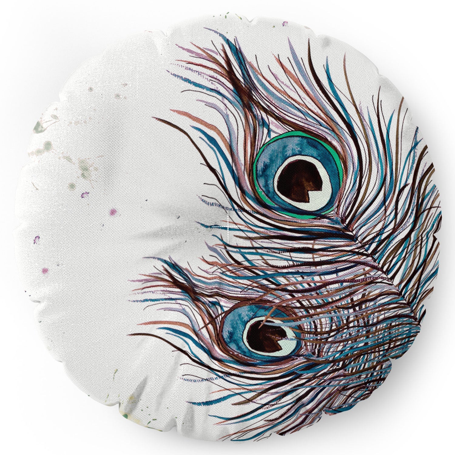 Monika Strigel Boho Peacock Feathers Floor Pillow Round