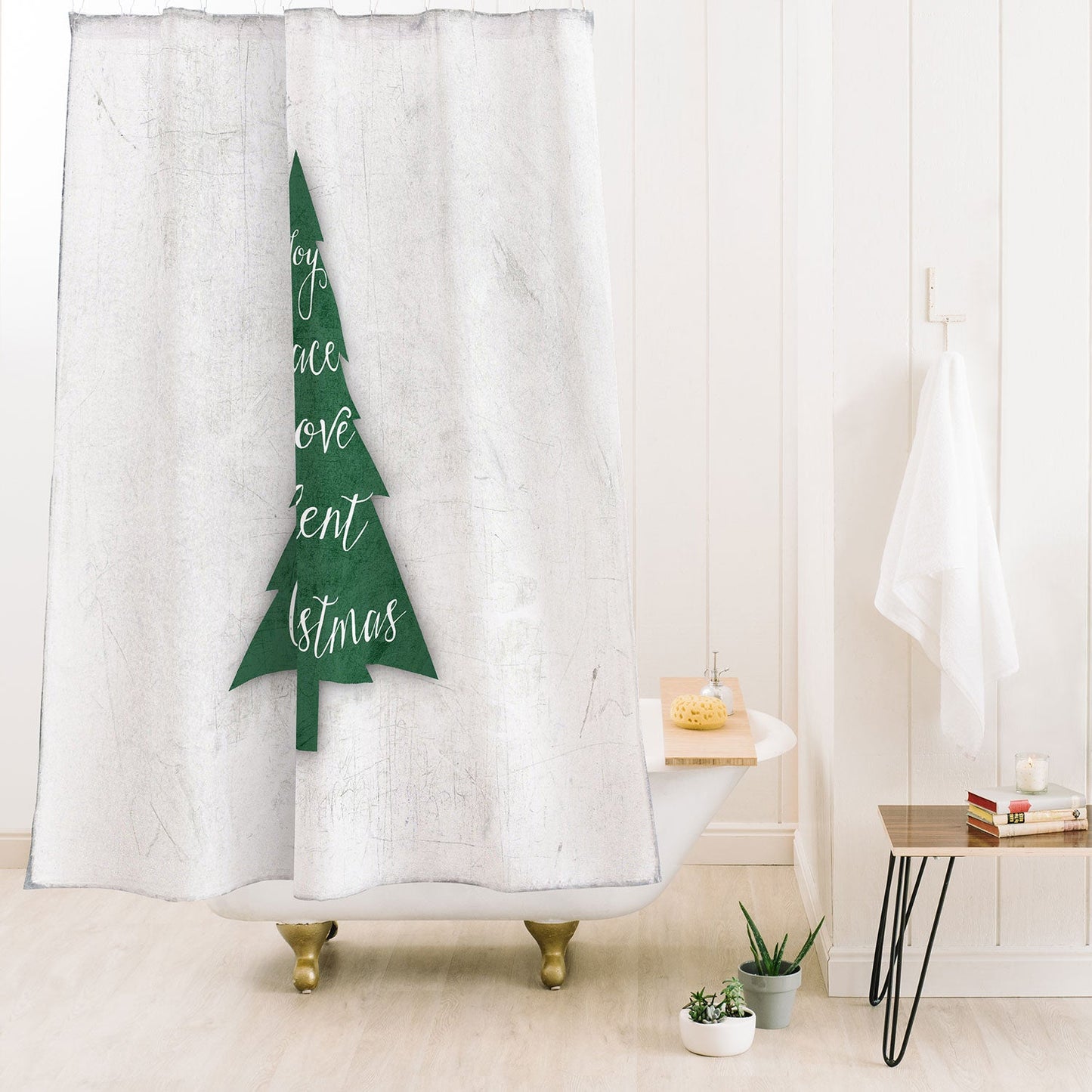 Monika Strigel FARMHOUSE CHRISTMAS TREE GREEN Shower Curtain