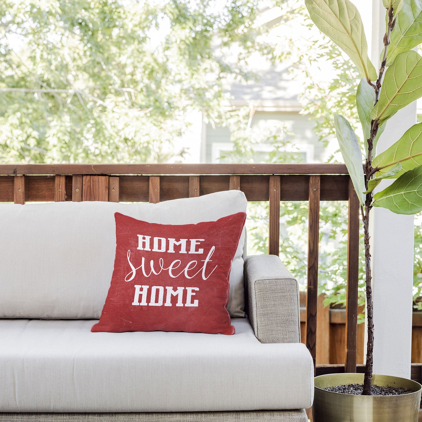 Monika Strigel FARMHOUSE HOME SWEET HOME CHALKBOARD RED Outdoor Throw Pillow