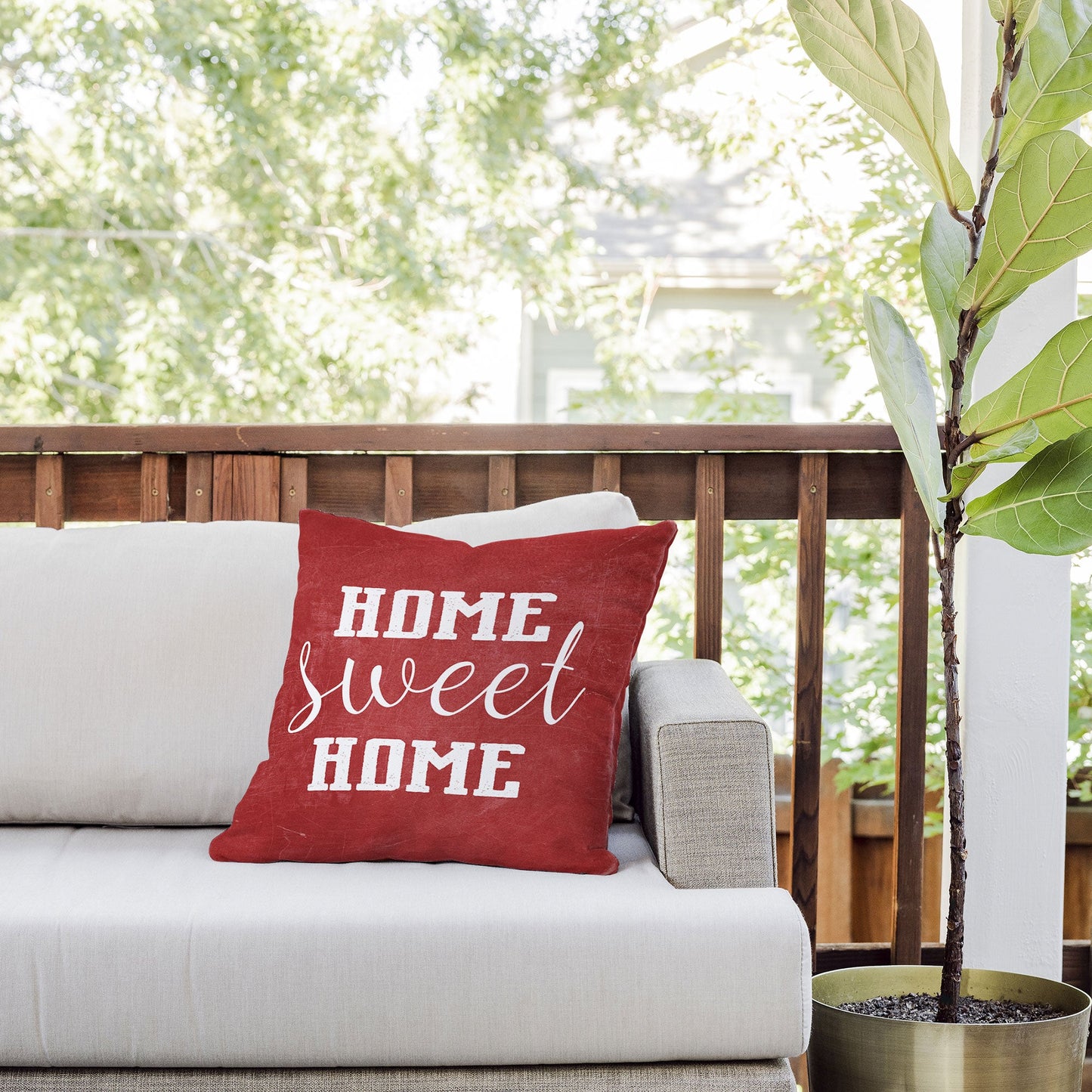 Monika Strigel FARMHOUSE HOME SWEET HOME CHALKBOARD RED Outdoor Throw Pillow