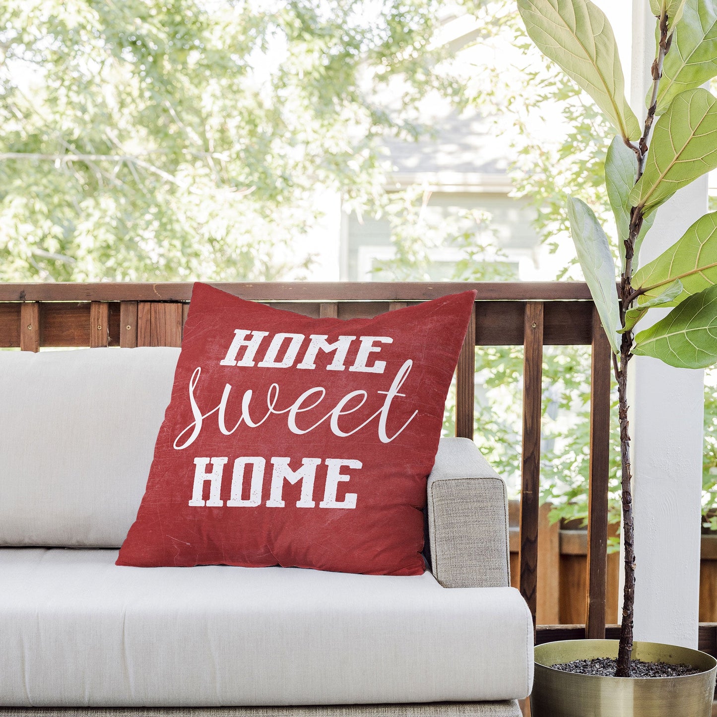 Monika Strigel FARMHOUSE HOME SWEET HOME CHALKBOARD RED Outdoor Throw Pillow