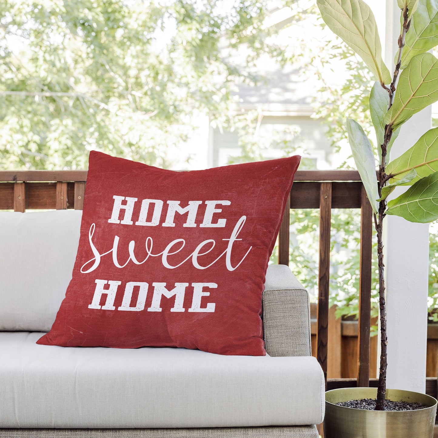 Monika Strigel FARMHOUSE HOME SWEET HOME CHALKBOARD RED Outdoor Throw Pillow