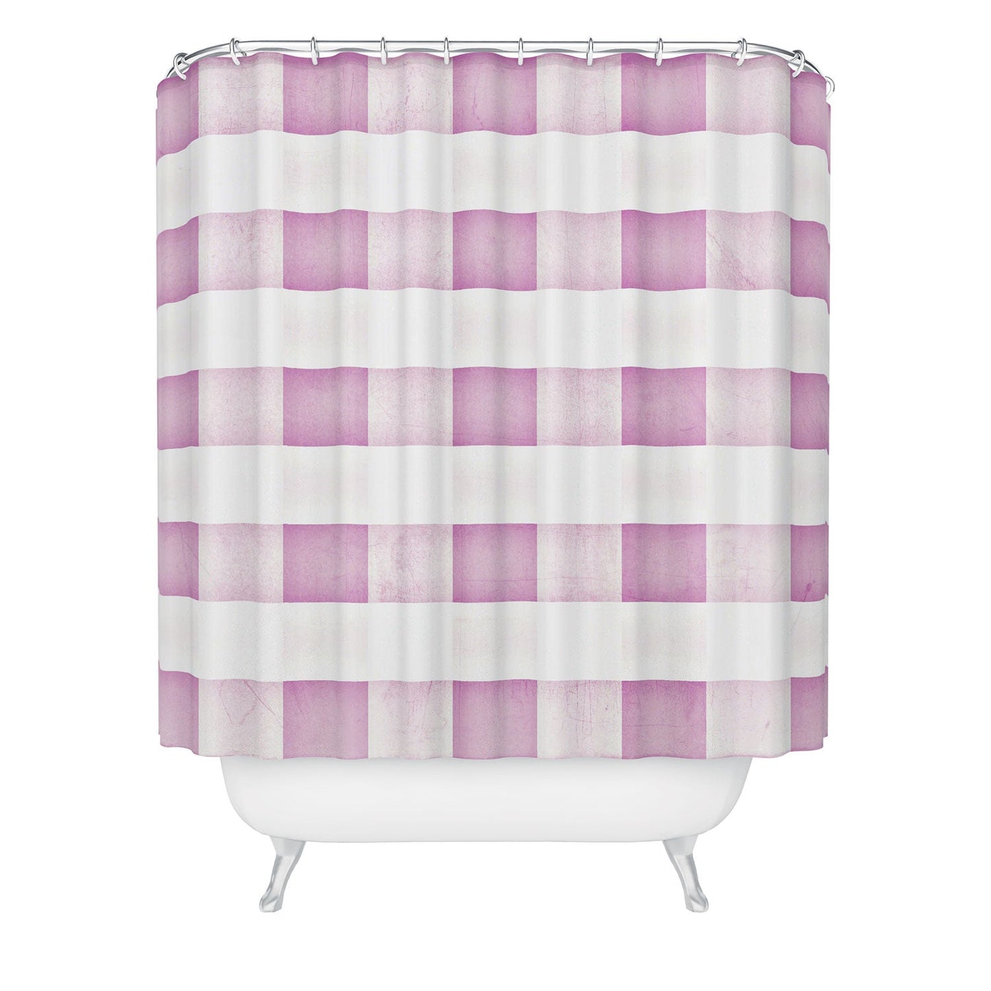 Monika Strigel FARMHOUSE SHABBY GINGHAM PALE PINK CHECKERED PLAID Shower Curtain