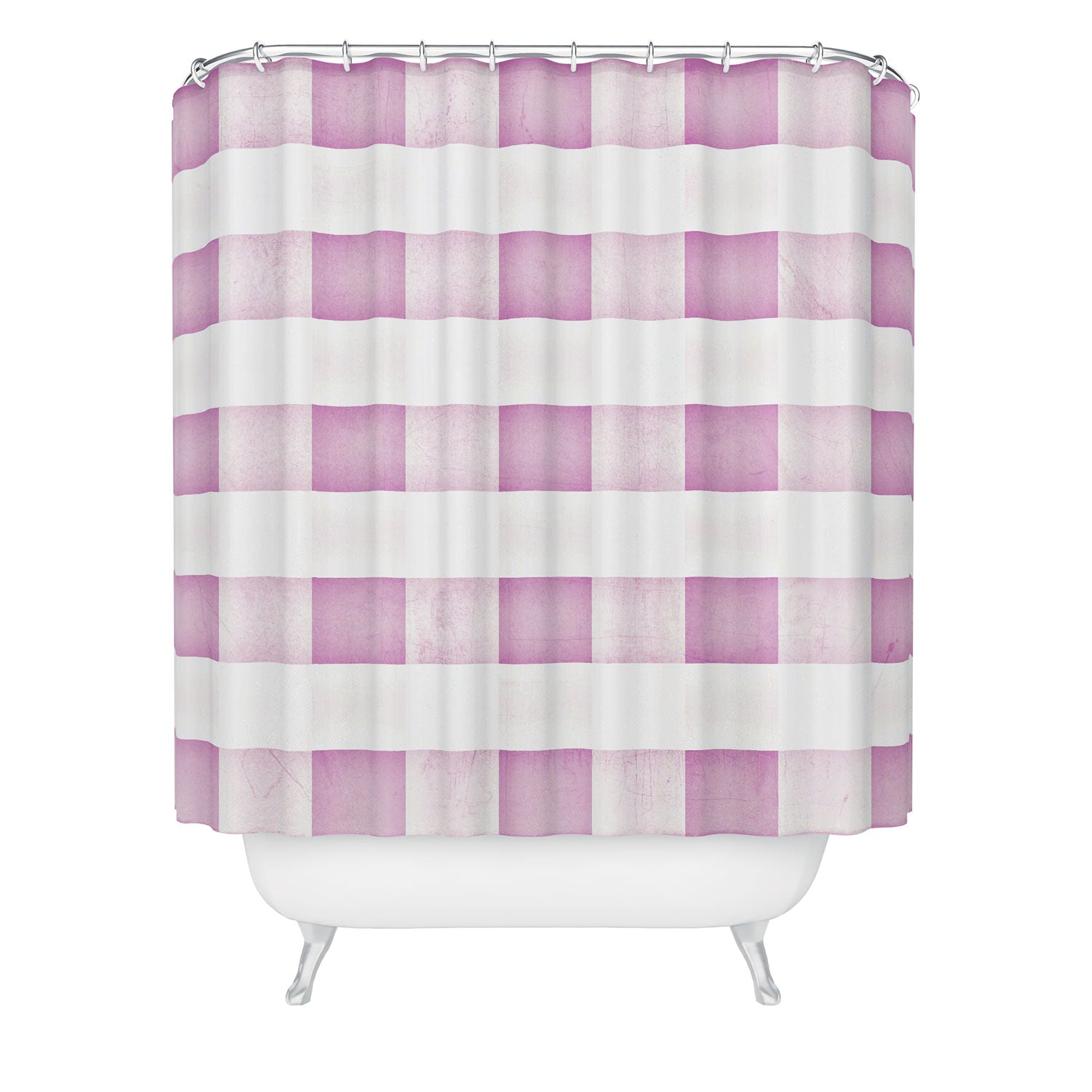Monika Strigel FARMHOUSE SHABBY GINGHAM PALE PINK CHECKERED PLAID Shower Curtain
