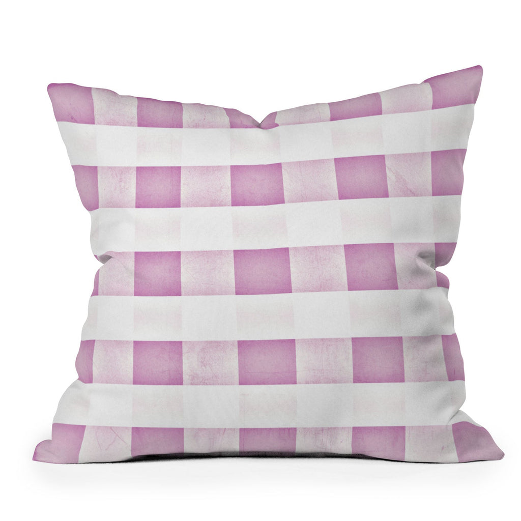 Monika Strigel FARMHOUSE SHABBY GINGHAM PALE PINK CHECKERED PLAID Throw Pillow