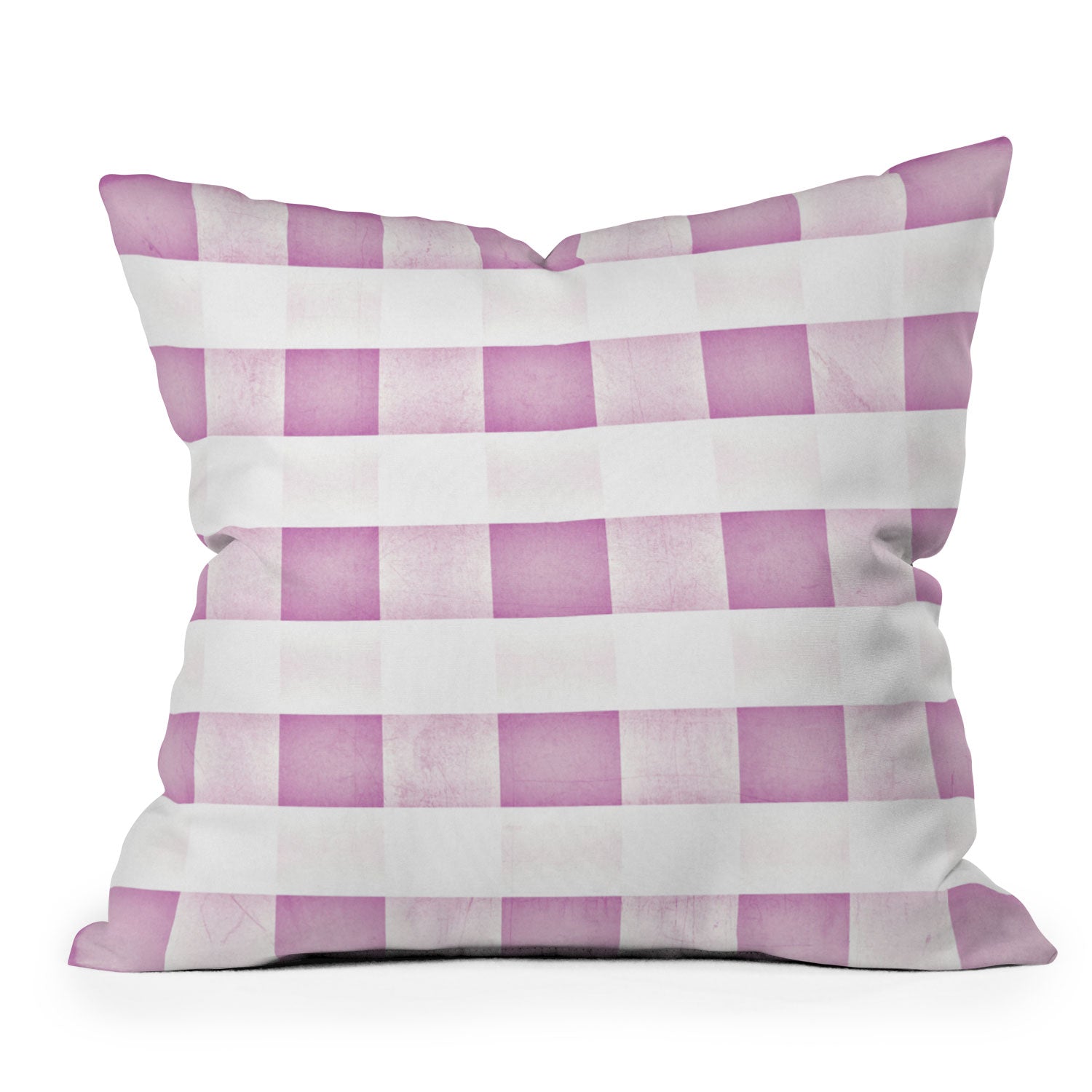 Monika Strigel FARMHOUSE SHABBY GINGHAM PALE PINK CHECKERED PLAID Throw Pillow