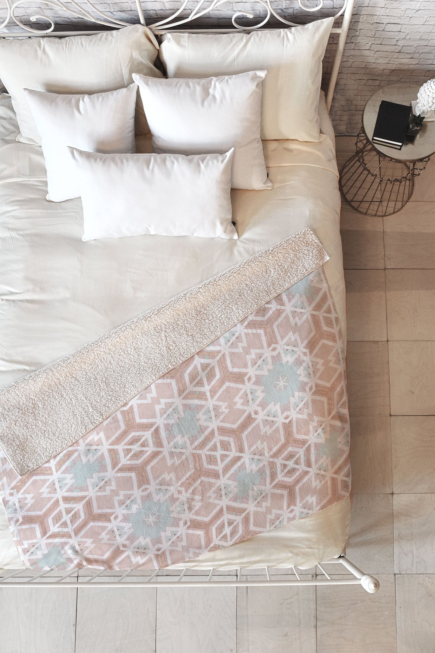 Monika Strigel FESTIVE GEO SNOWFLAKE ROSEGOLD PASTEL Fleece Throw Blanket