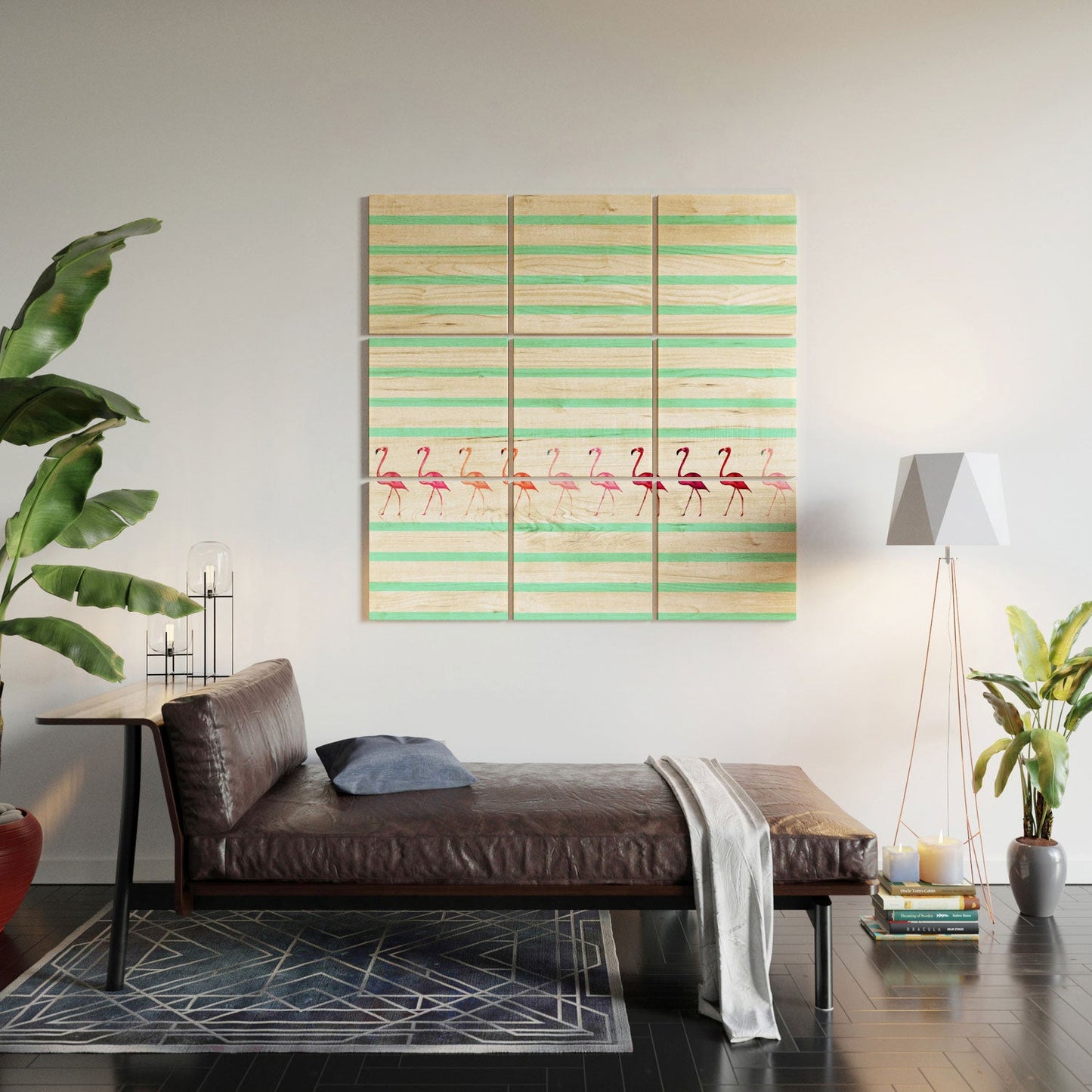 Monika Strigel Mini Flamingo Walk Wood Wall Mural