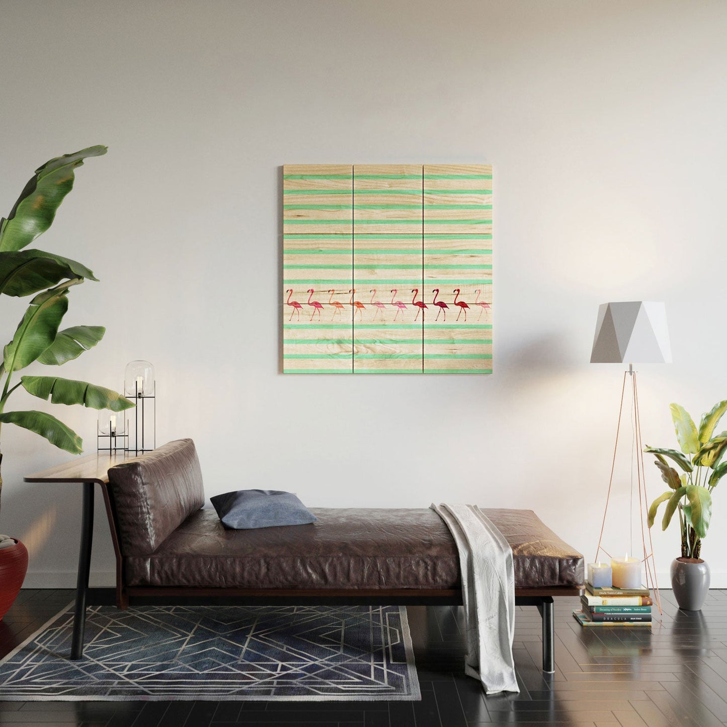 Monika Strigel Mini Flamingo Walk Wood Wall Mural