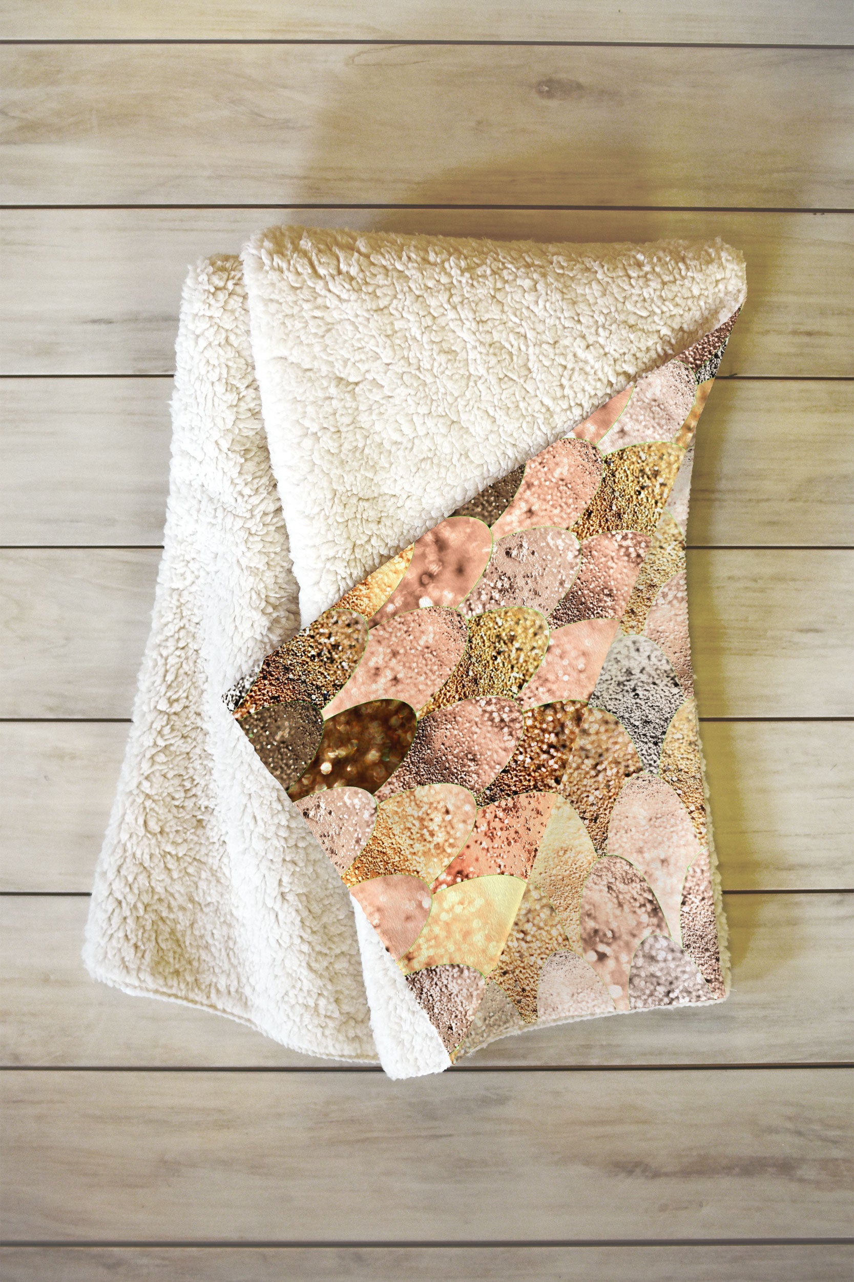 Monika Strigel Really Mermaid Gold Fleece Throw Blanket