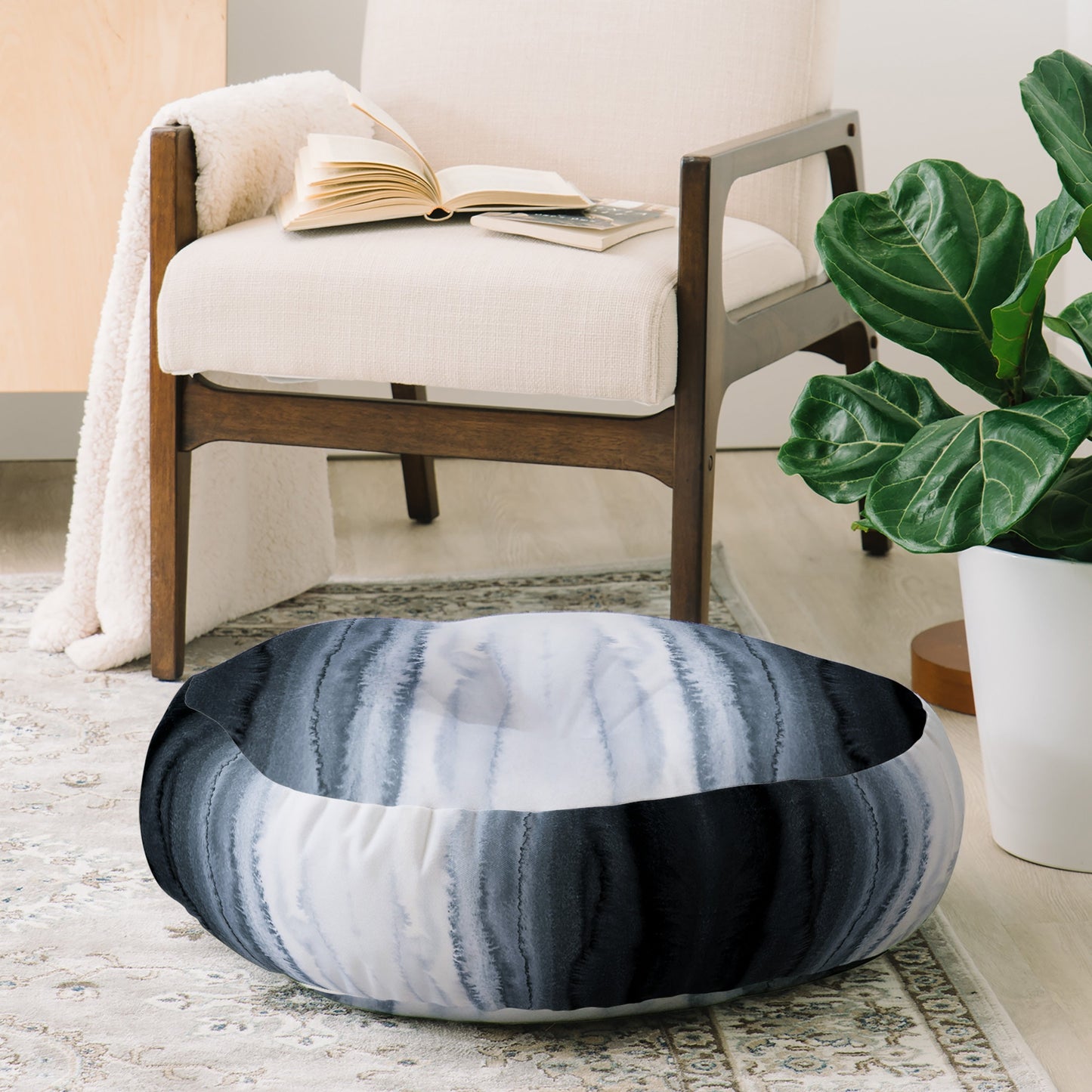 Monika Strigel WITHIN THE TIDES STORMY WEATHER GREY Floor Pillow Round