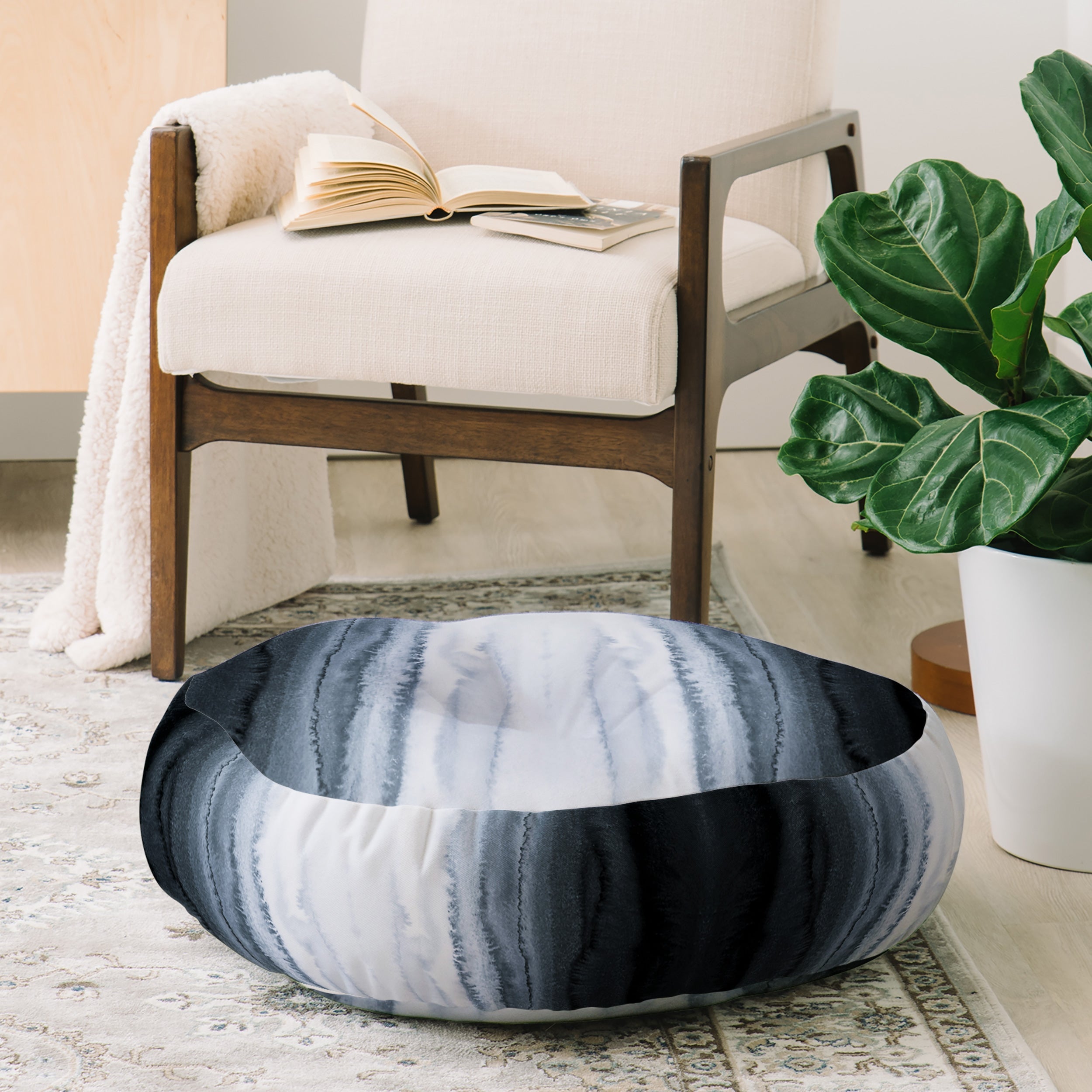 Monika Strigel WITHIN THE TIDES STORMY WEATHER GREY Floor Pillow Round